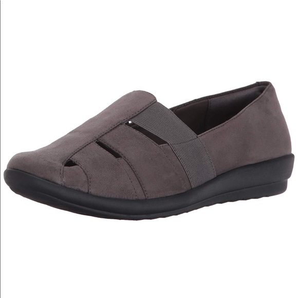 Smoke Gray Fabric Slip On Fisherman Loafer Flat - Picture 3 of 3